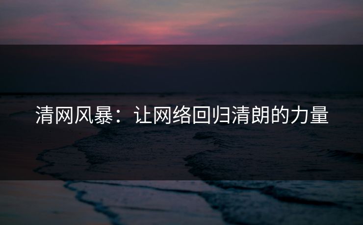 清网风暴:让网络回归清朗的力量 清网风暴:让网络回归清朗的力量