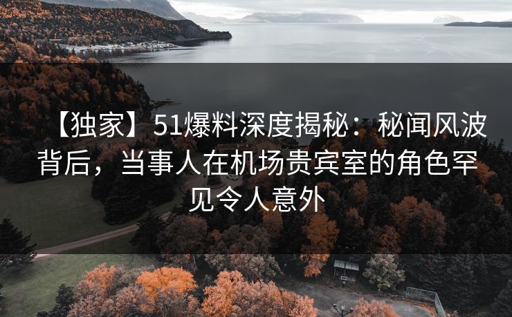 【独家】51爆料深度揭秘：秘闻风波背后，当事人在机场贵宾室的角色罕见令人意外